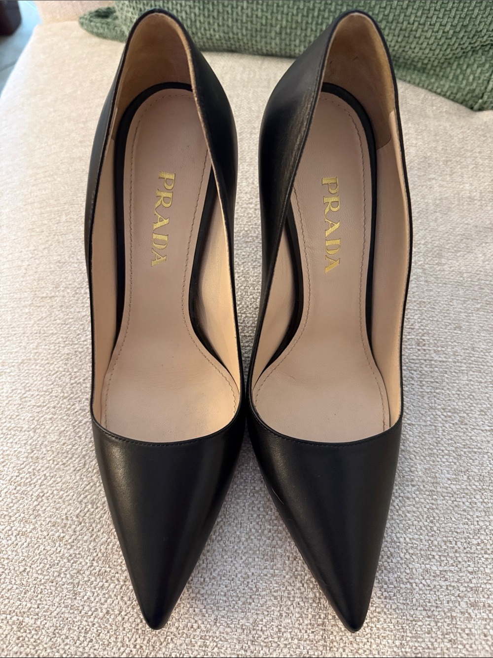 Prada Black Pointed-Toe Leather Pumps